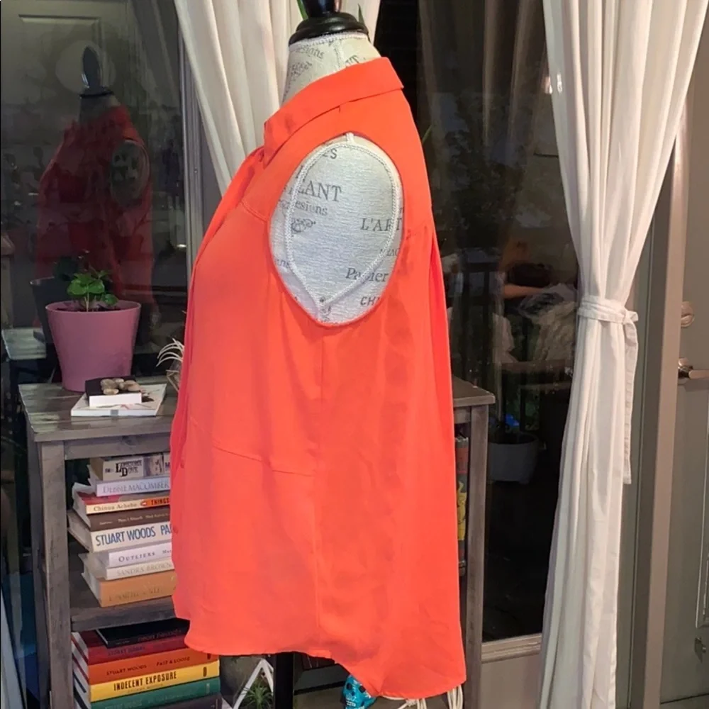 Mossimo Sleeveless long buttonup collared orange L​ - Picture 3 of 5